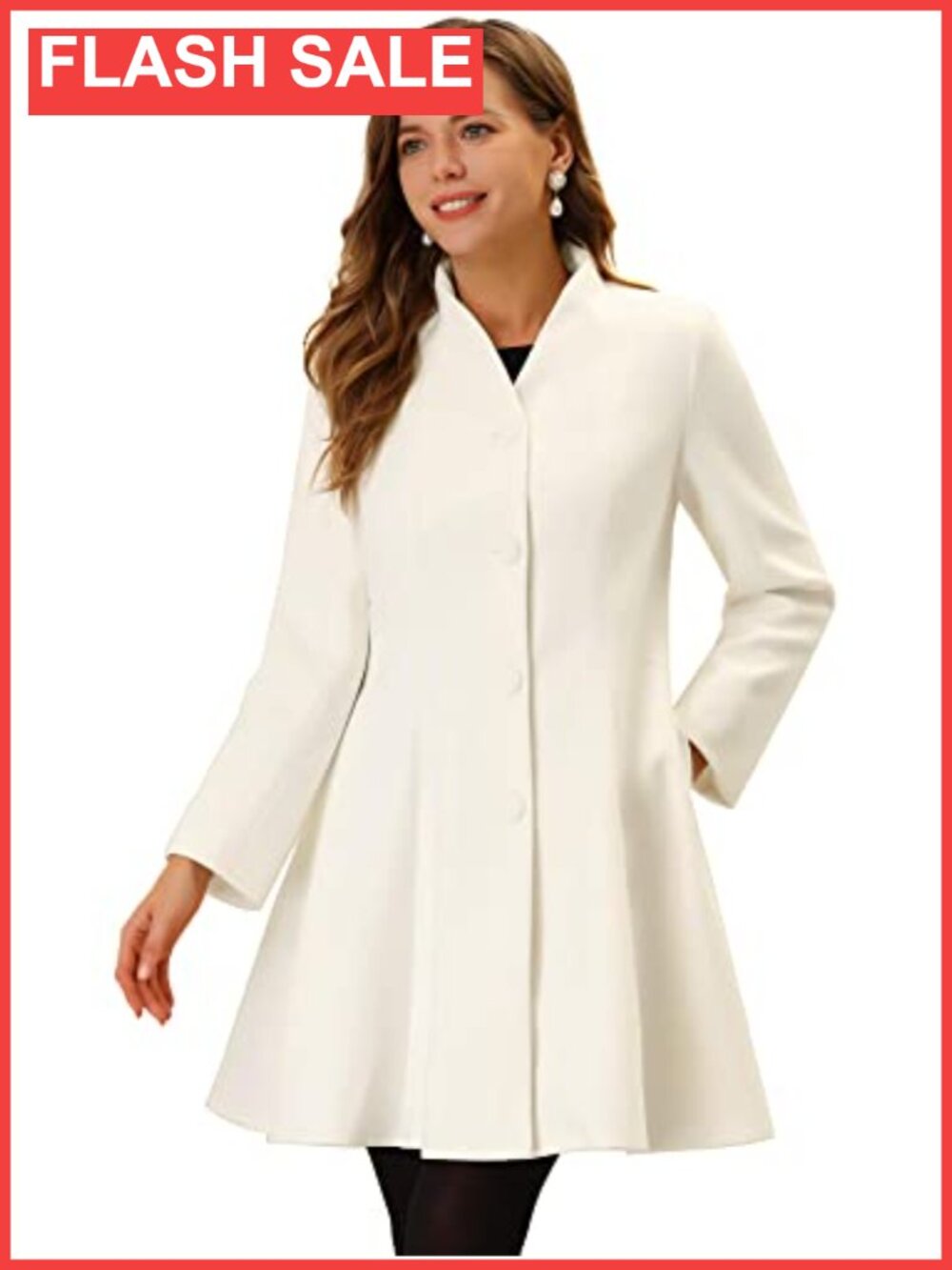 Women's Single Breasted A-Line Pea Coat Mid-Long Winter Overcoat